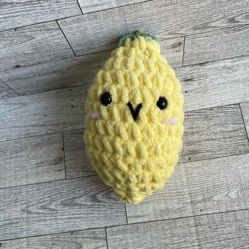 Cute Yellow Lemon Plush Toy Handmade Crochet